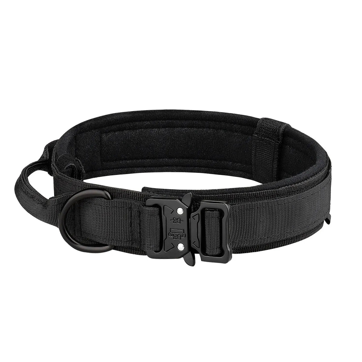 Pet Tactical Nylon Dog Collar with Metal Buckle For Medium to Large Dogs - Black