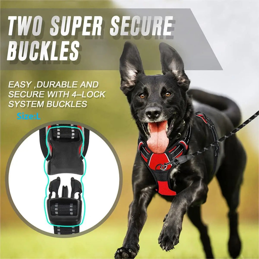 Pet Heavy Duty Dog Harness Reflective Front Clip Easy Control Handle - Orange
