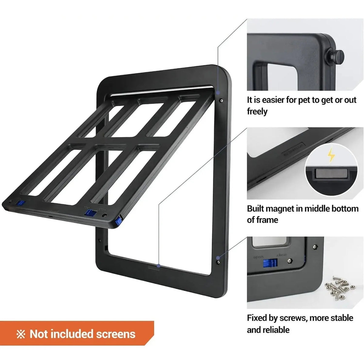 Pet Pet Door Magnetic Black
