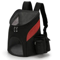 Nylon Mesh Dog Carrier Backpack Portable Outdoor Travel Bag for Small Dogs - Black/red