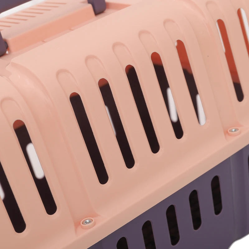 Portable Pet Travel Crate Carrier Box for Cats and Small Dogs Secure Transport Cage - Colour: pink