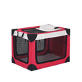 Pet Portable Foldable Dog Travel Cage with Zipper Closure - Red