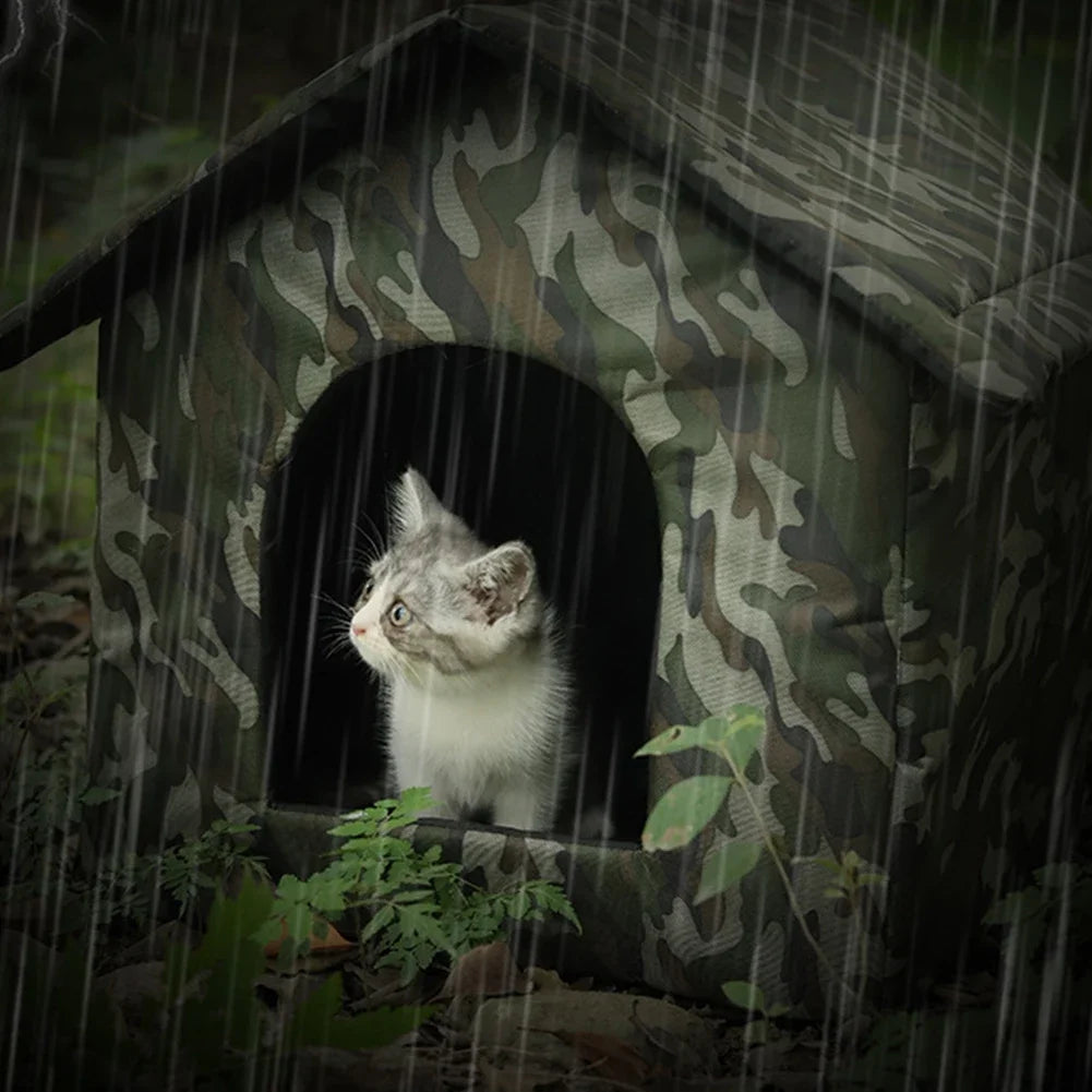 Outdoor Cat Shelter Foldable Pet House, Portable Design. With one bowl