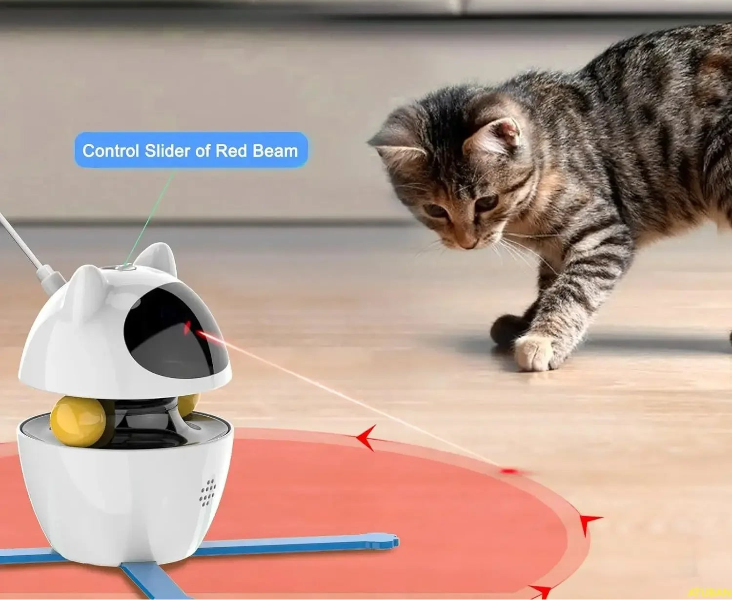 Interactive Cat laser Toy, Electric Rotating Ball with Feather and Multi Mode Play