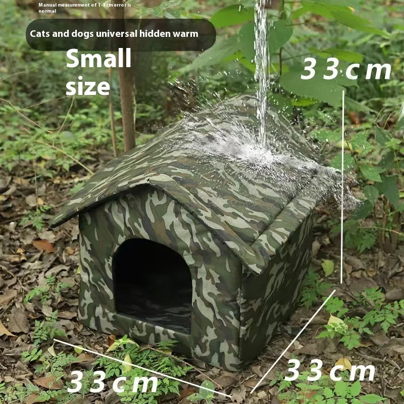 Outdoor Cat Shelter Foldable Pet House, Portable Design. With one bowl