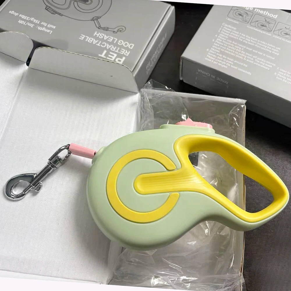 Pet Dog Leash Retractable Yellow Small