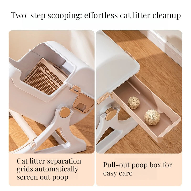 Pet Semi-Closed Cat Toilet with Manual Sifting Mesh