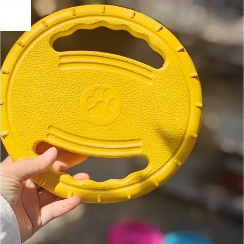 Pet Rubber Flying Disc for Outdoor Dog Play and Training - Yellow