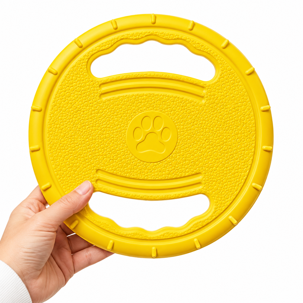 Pet Rubber Flying Disc for Outdoor Dog Play and Training - Yellow