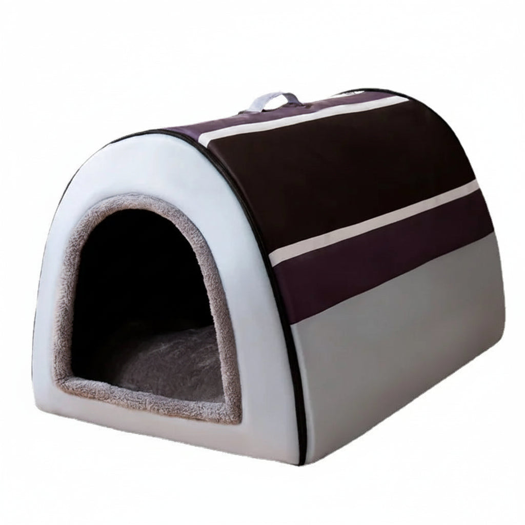 Large Dog House Winter Warm Insulated Outdoor Dog Kennel for Extra Big Dogs Weatherproof Heated Pet Shelter with Removable Roof Gray/brown