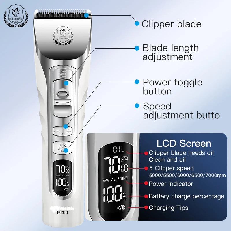 Pet Grooming Clipper Rechargeable White