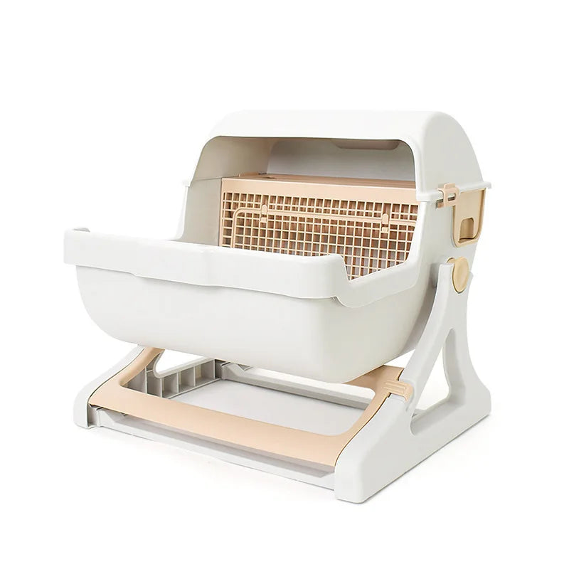 Pet Semi-Closed Cat Toilet with Manual Sifting Mesh