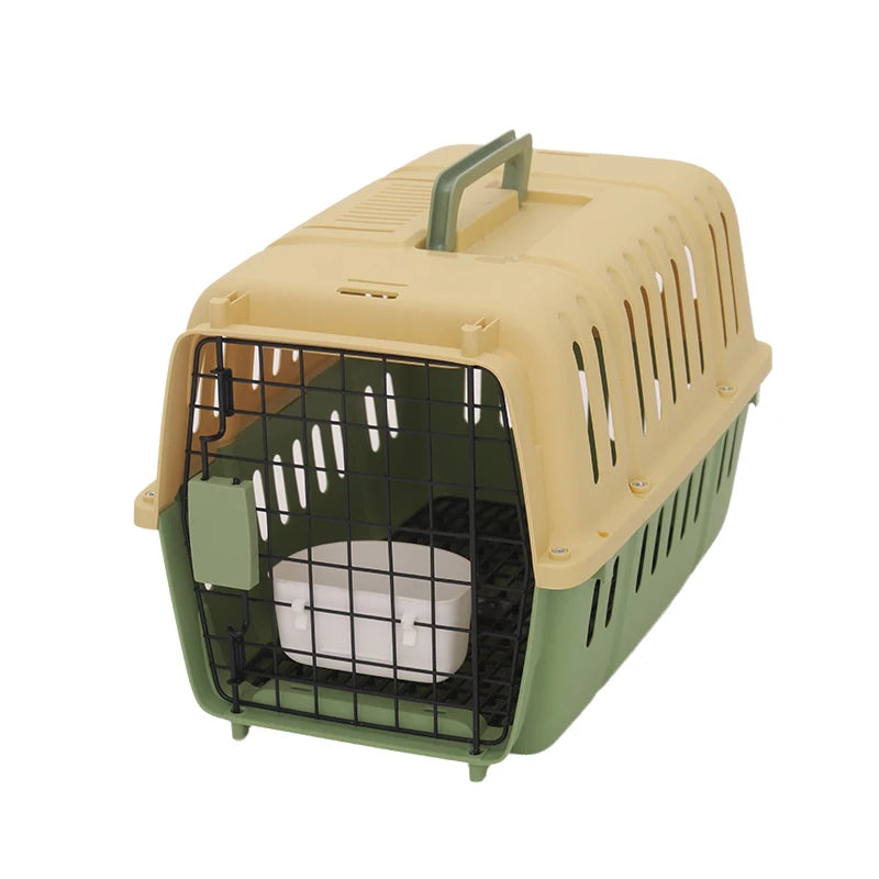 Portable Pet Travel Crate Carrier Box for Cats and Small Dogs Secure Transport Cage - Colour: yellow