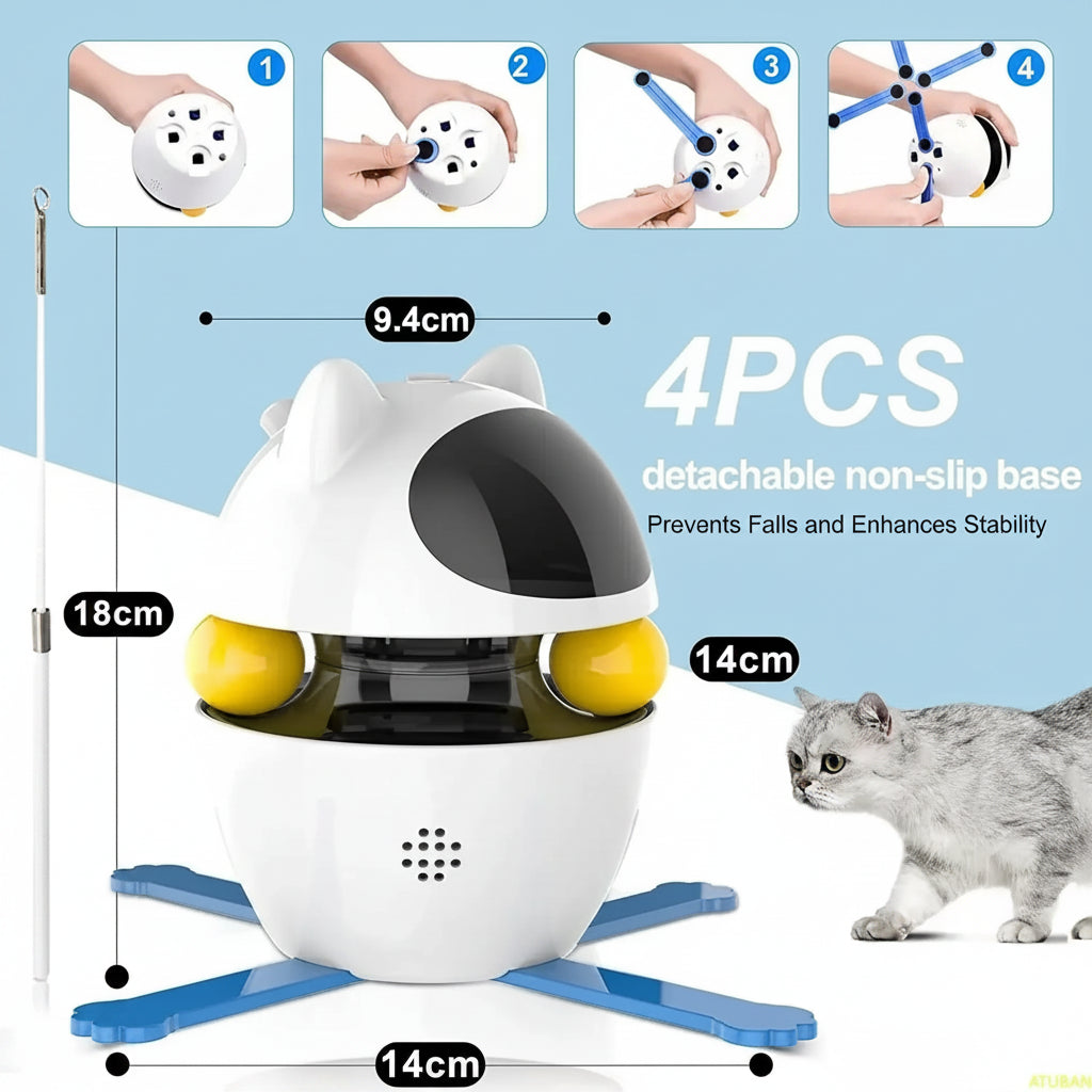 Interactive Cat laser Toy, Electric Rotating Ball with Feather and Multi Mode Play