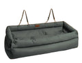 Dog Luxury Car Seat Bed Double Seat Booster with Safety Buckle Faux Leather Travel Bed - Colour: dark grey