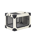 Pet Portable Foldable Dog Travel Cage with Zipper Closure - Beige