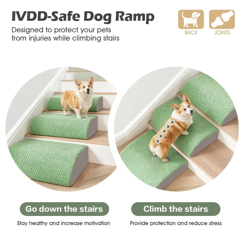 Pet Stairs 3 Step Set for Dogs and Cats Soft Foam Steps with Grip Base