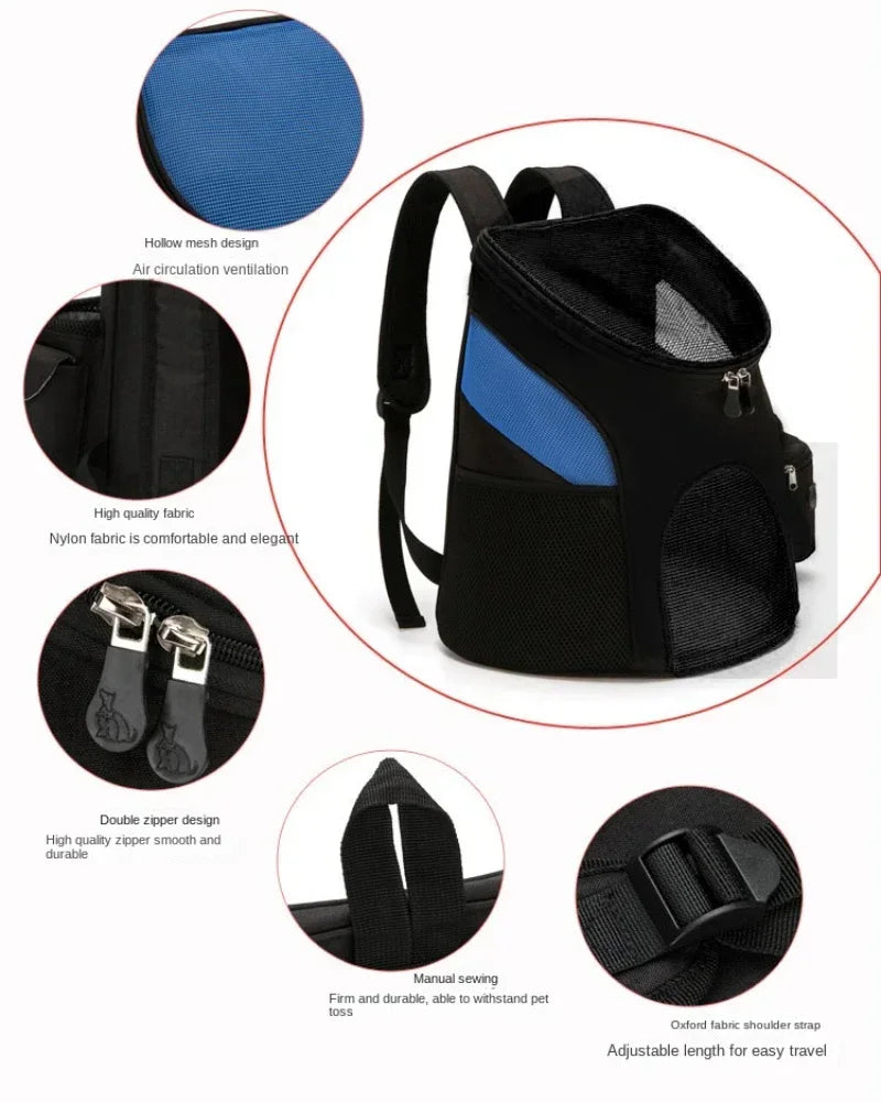Nylon Mesh Dog Carrier Backpack Portable Outdoor Travel Bag for Small Dogs - colour Gray