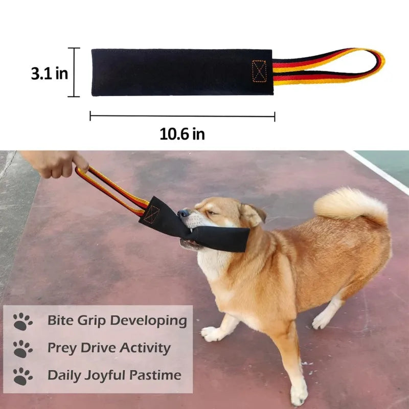Pet Leather Dog Training Tug Toy for Small and Medium Dogs - Black