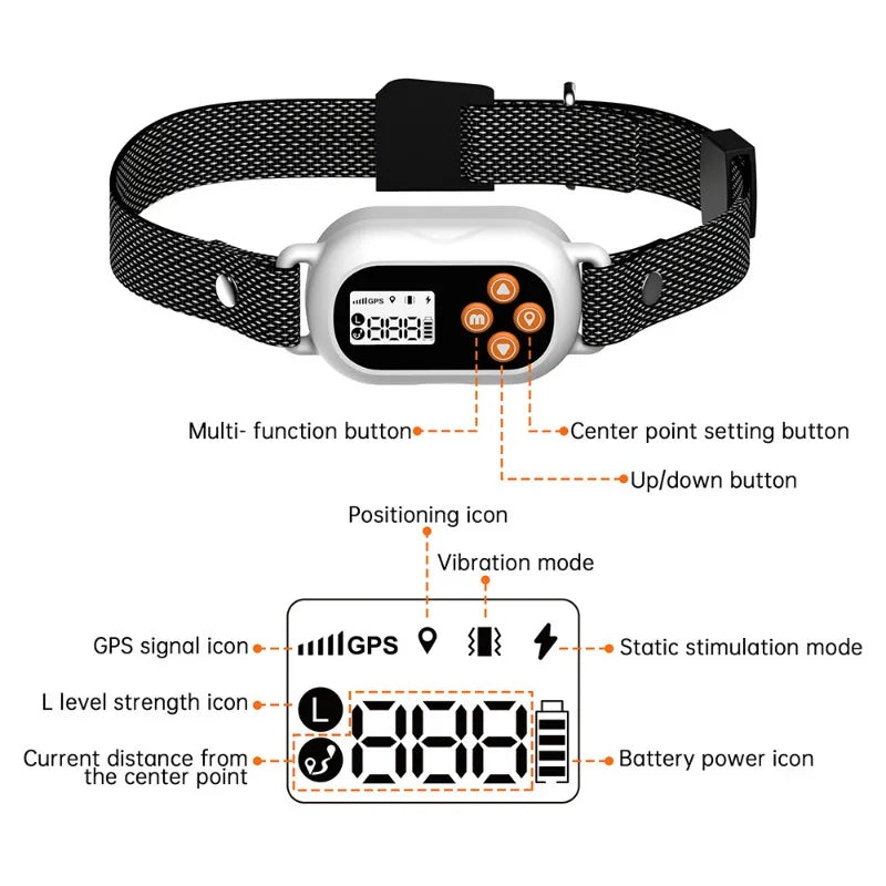 Pet GPS Collar Waterproof White