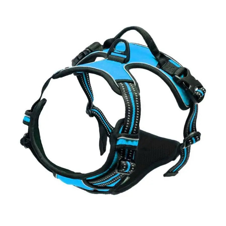 Pet Heavy Duty Dog Harness Reflective Front Clip Easy Control Handle - Blue