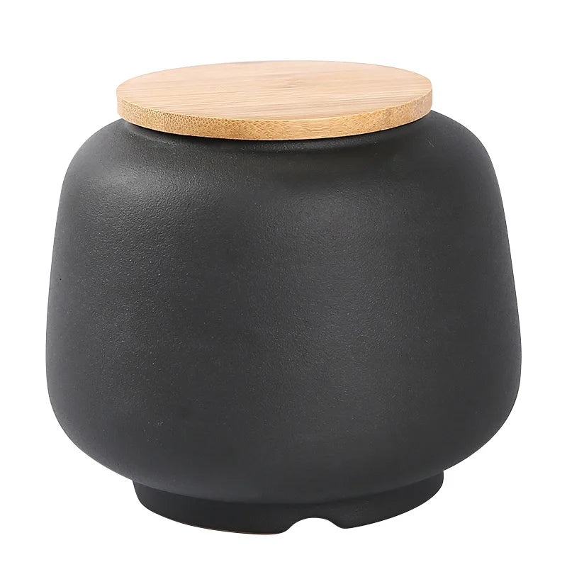 Large Ceramic Urn Jar for Pet Ashes Modern Simple Design with Lid - Colour Black