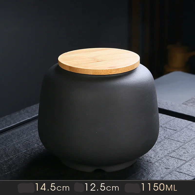 Large Ceramic Urn Jar for Pet Ashes Modern Simple Design with Lid - Colour Black
