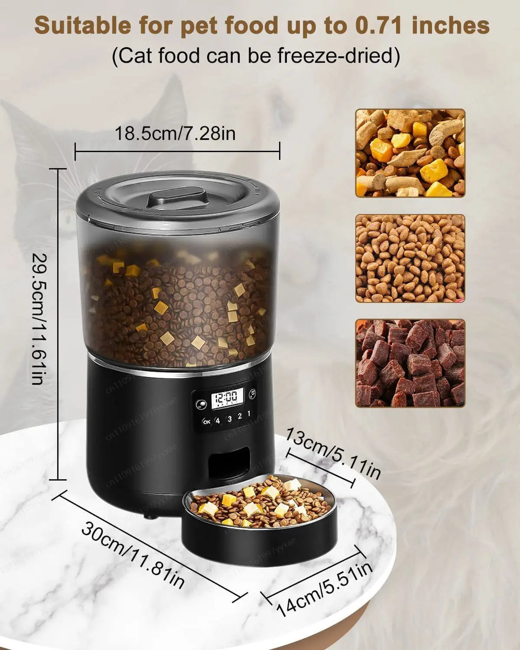 Pet Feeder Automatic Black