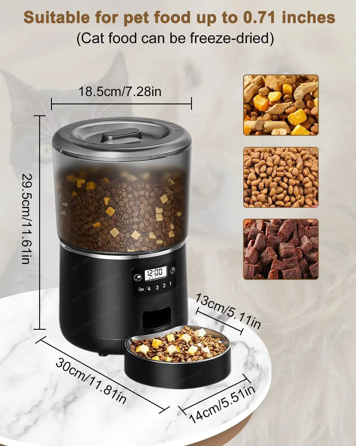 Pet Feeder Automatic Black
