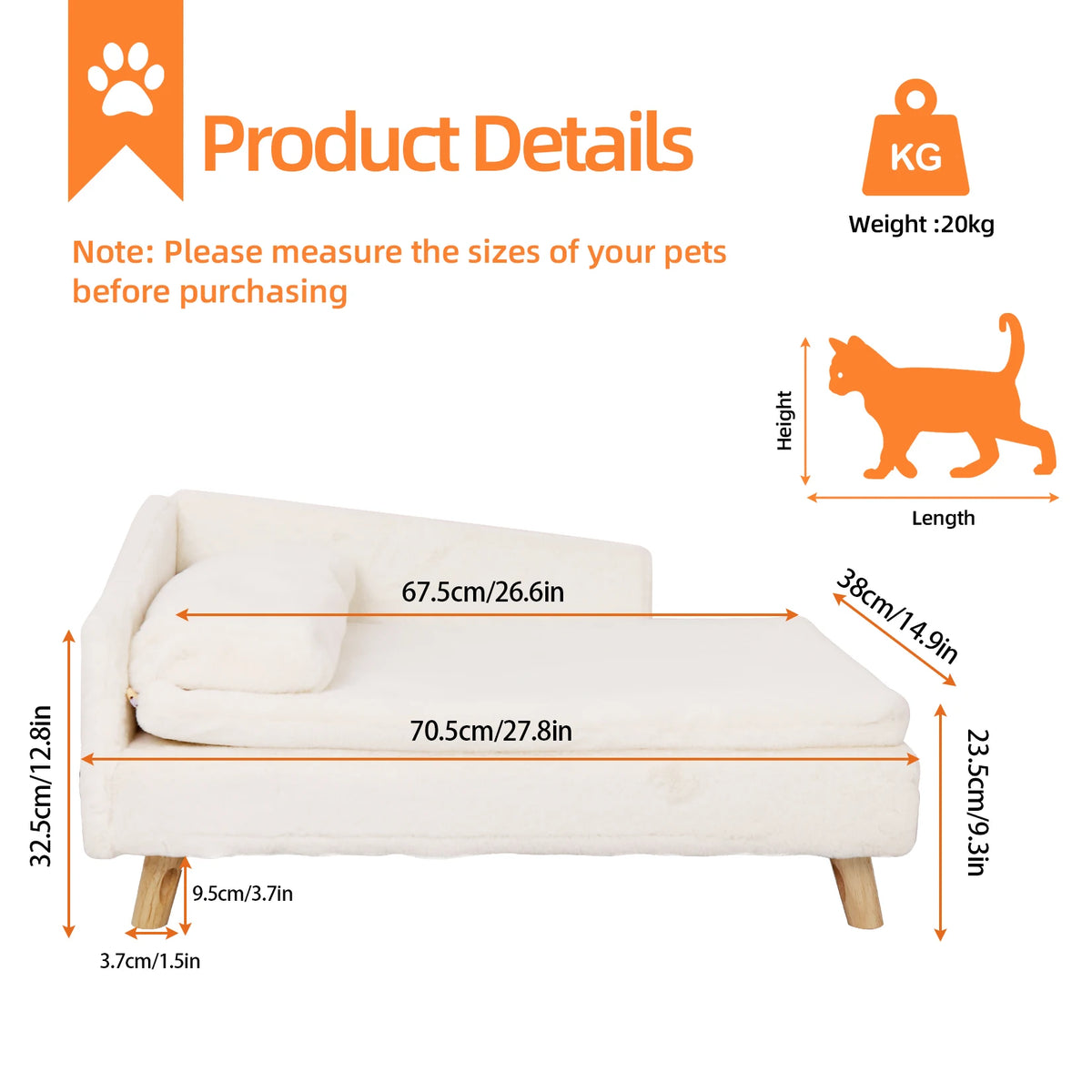 Pet Bed Waterproof White Small