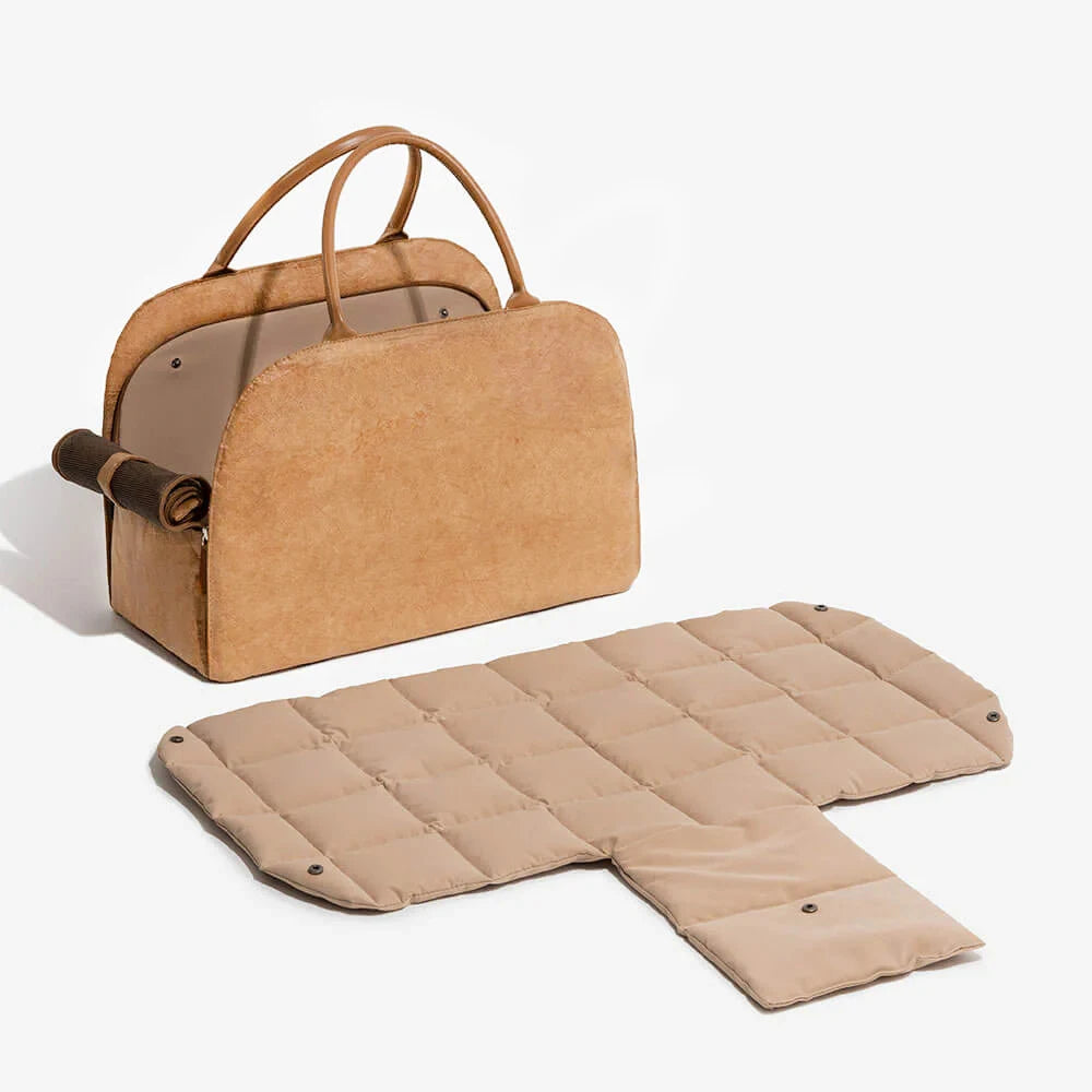 Pet Carrier Bag for Small Dogs up to 6kg Windproof Leather Brown