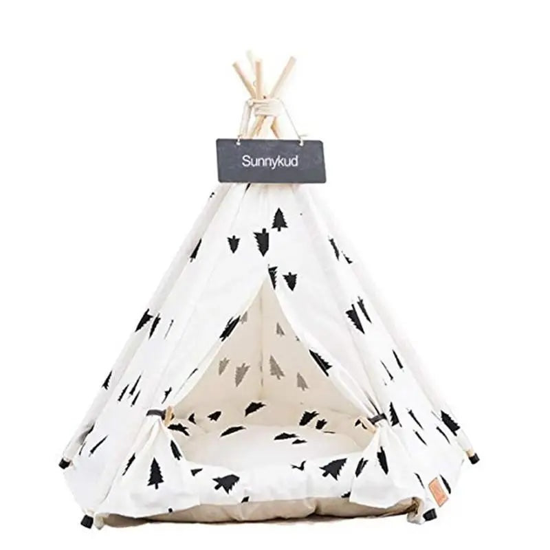Pet Teepee Bed Foldable White Small
