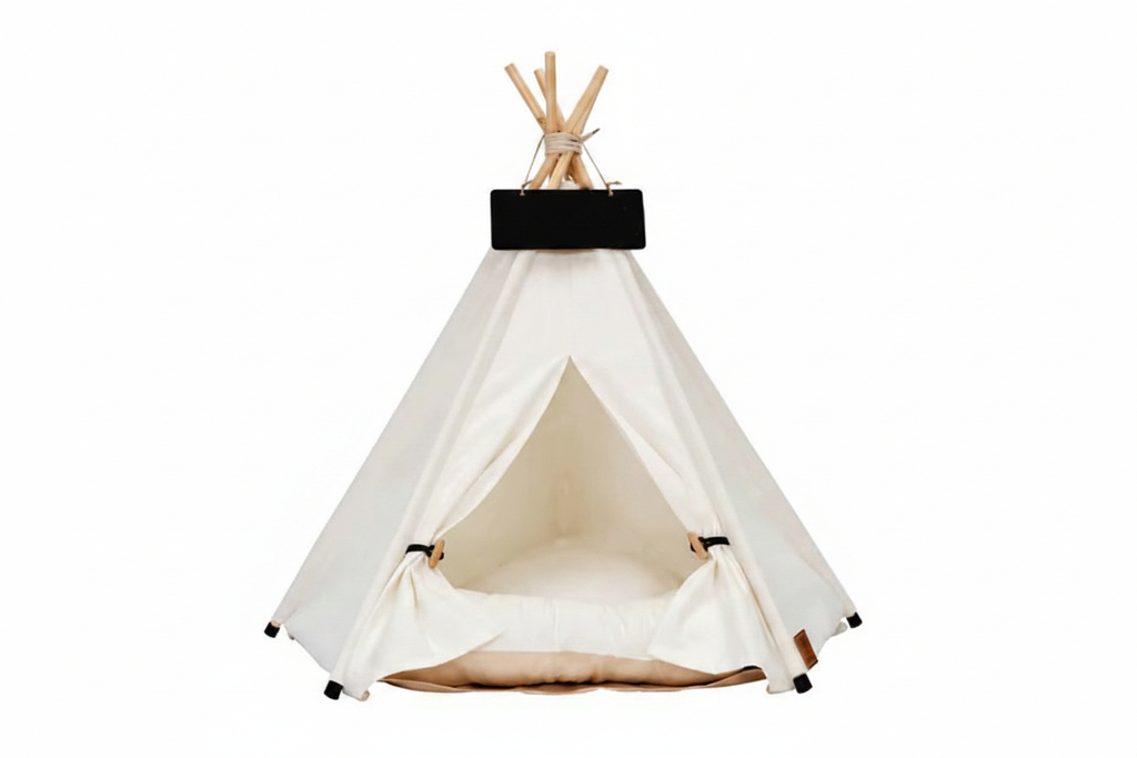 Pet Teepee Bed Foldable White Small