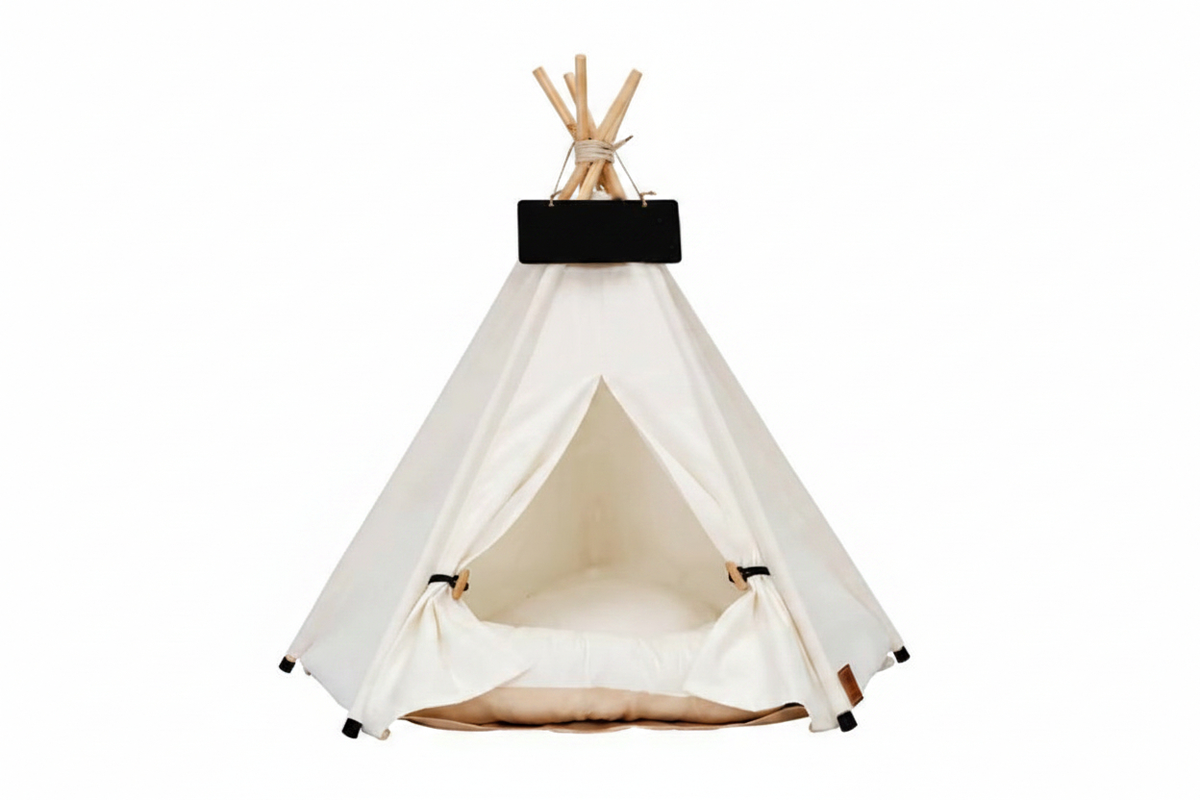 Pet Teepee Bed Foldable White Small